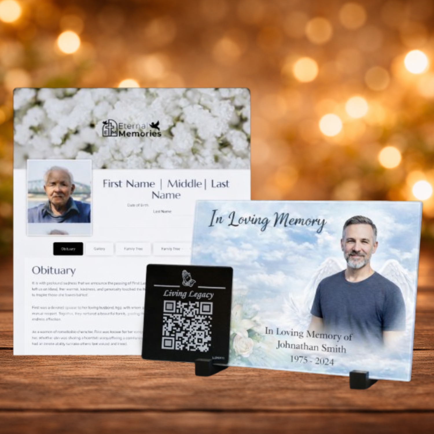 QR Code Plate with Memorial Profile & Photo Frame - Image 2