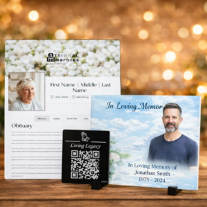 QR Code Plate with Memorial Profile & Photo Frame